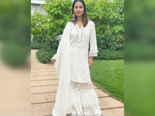 Hina Khan In A White Sharara Suit