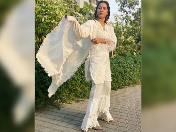 Hina Khan In A White Sharara Suit