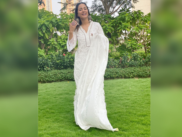 Hina Khan In A White Sharara Suit