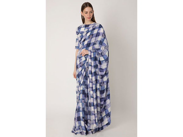 Checkered saree For School/College Farewell