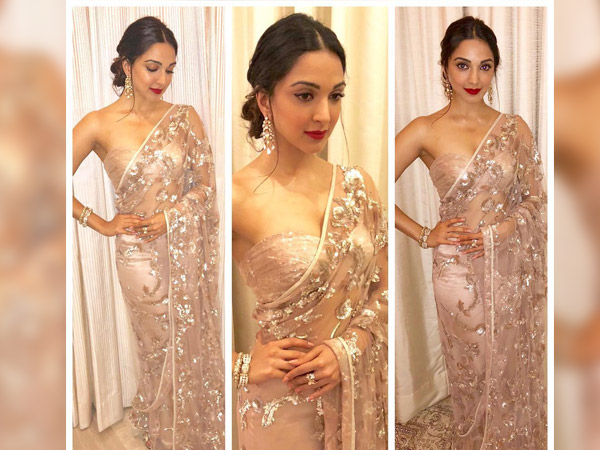 Kiara Advani In A Neutral-Toned Tulle Saree