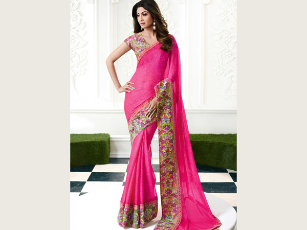 Pink saree For School/College Farewell