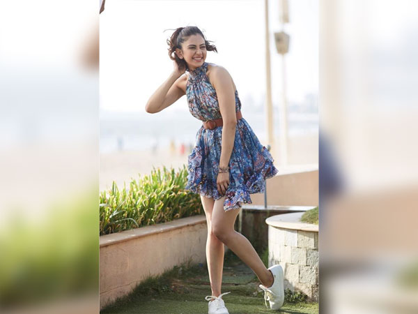 Rakul Preet Singh In A Blue Floral Dress