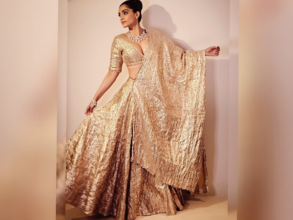 Sonam Kapoors Golden Lehenga