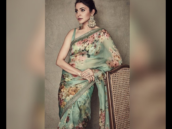 Anushka Sharma in a Green Floral chiffon Saree