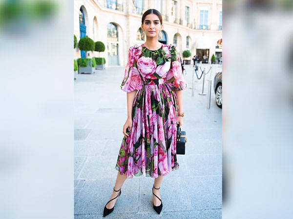 Sonam Kapoor In A Pink Floral Dress