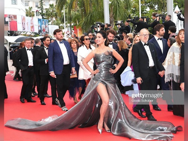 Hina Khan In A Silver Metallic Gown