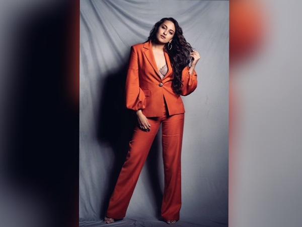 Sonakshi Sinha In An Orange Pantsuit