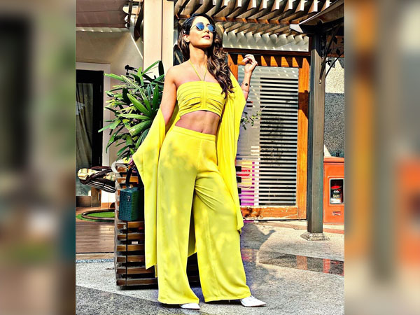 Hina Khan In A Neon Yellow Pantsuit
