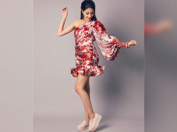 Ananya Panday In A One-Shoulder Floral Dress
