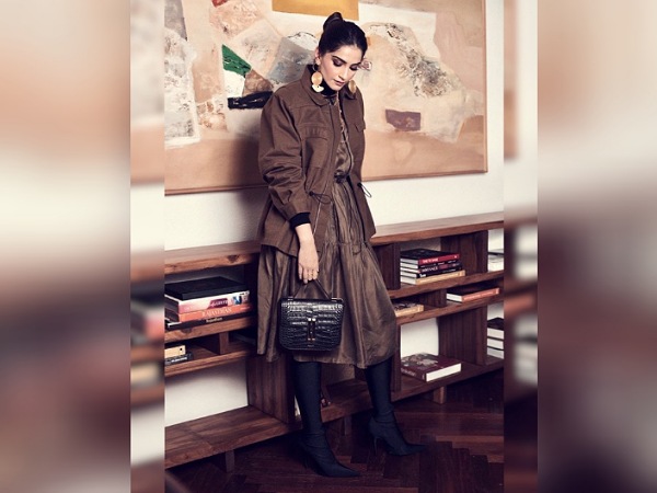 Sonam Kapoor In A Brown Dress With Brown Jacket