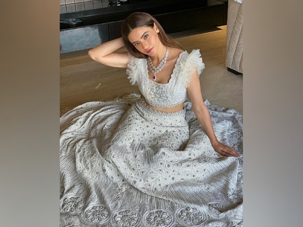 Aamna Sharif In Silver Crop Top- Skirt