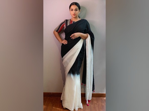 Vidya Balan In A Black And White Saree