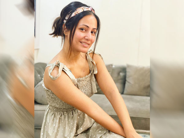 Hina Khan In A Neutral-Toned Cute Dress