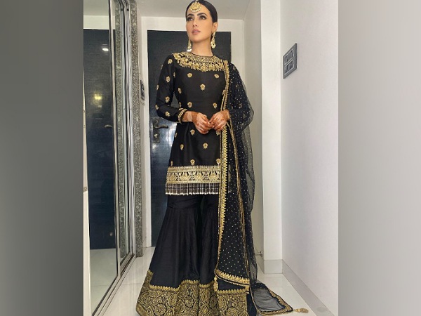 Sana Khan In A Black Sharara Suit