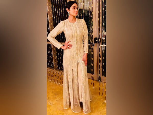 Sridevi In A Golden Kalidaar Ensemble