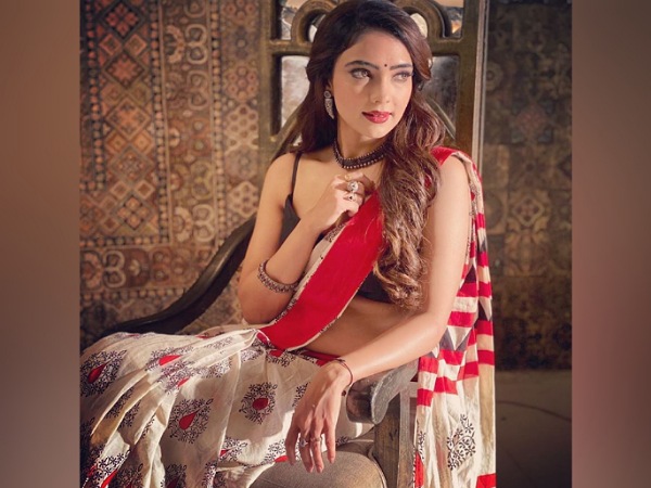 Pooja Banerjee In A Red Printed Saree
