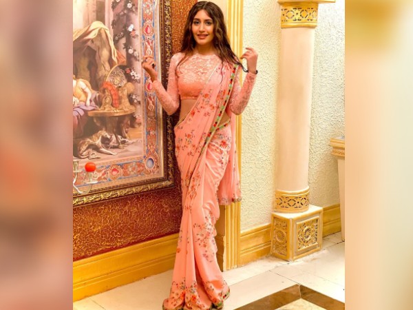 Surbhi Chandna In A Printed Peach Saree