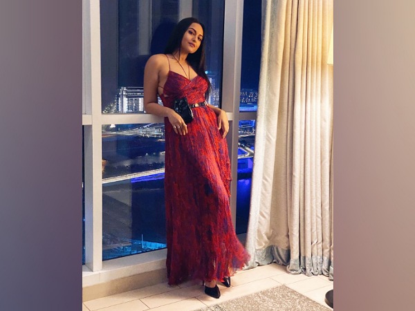 Sonakshi Sinha In A Red Printed Dress