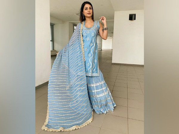 Hina Khan In A Blue Sharara Suit