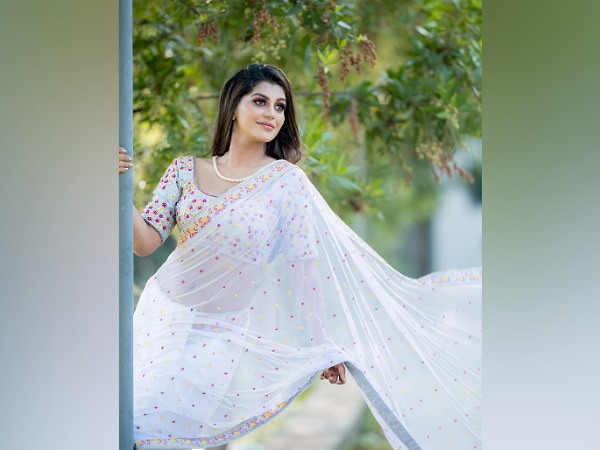 Yashika Aannand In A Pastel Blue Saree