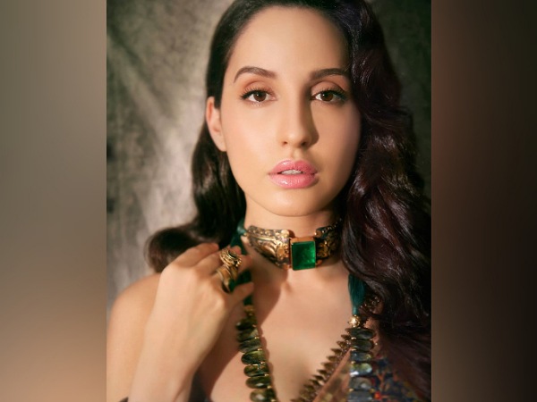 Nora Fatehi In A Printed Silk Saree