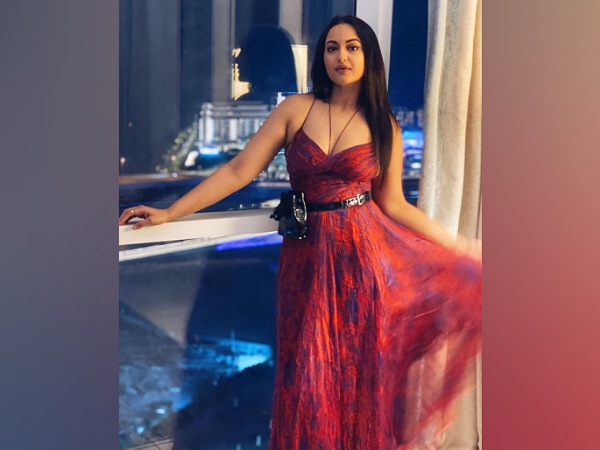 Sonakshi Sinha In A Red Printed Dress