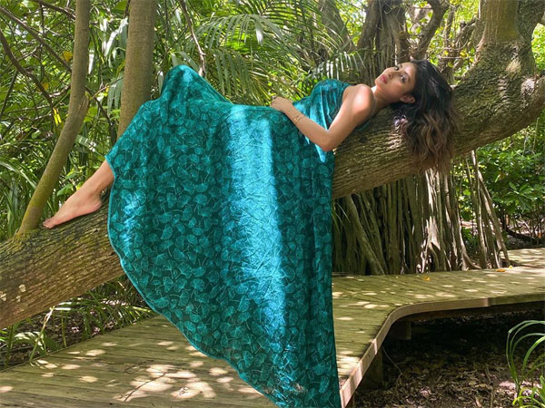 Mouni Roy In A Leaf Printed Dress