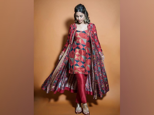 Hina Khan In A Crimson Red Suit