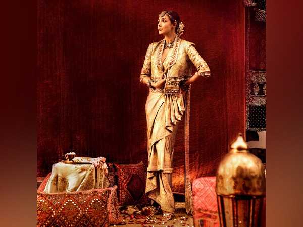 Malaika Arora In Golden Concept Saree