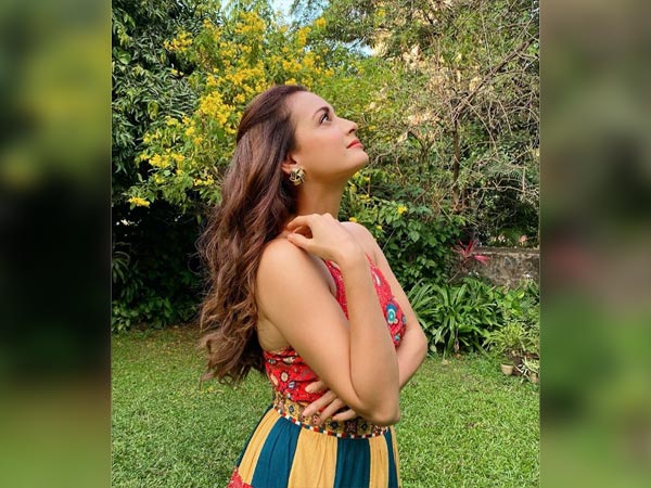 Dia Mirza In A Peach Flowy Maxi Dress