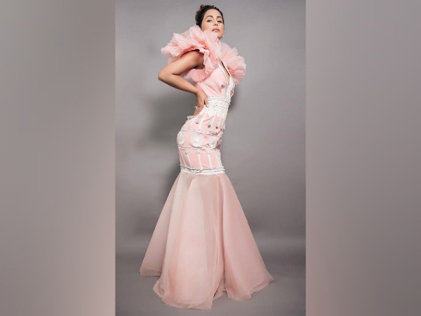 Hina Khan In A Peach Mermaid Gown