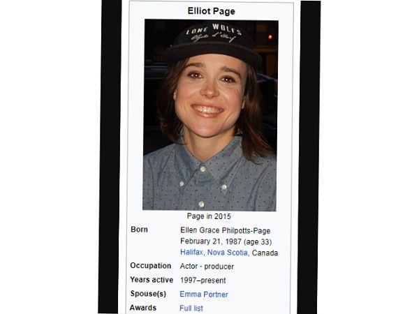 Elliot Page Wikipedia Page