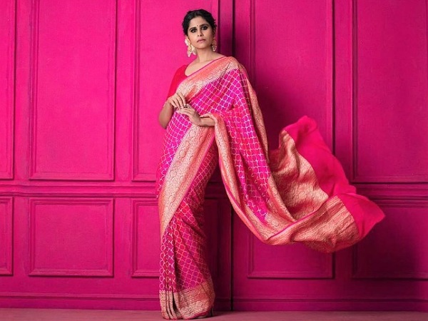 Sai Tamhankar In A Pink Silk Saree