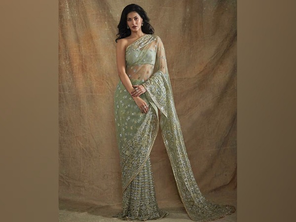 Amyra Dastur In A Mint Green Saree