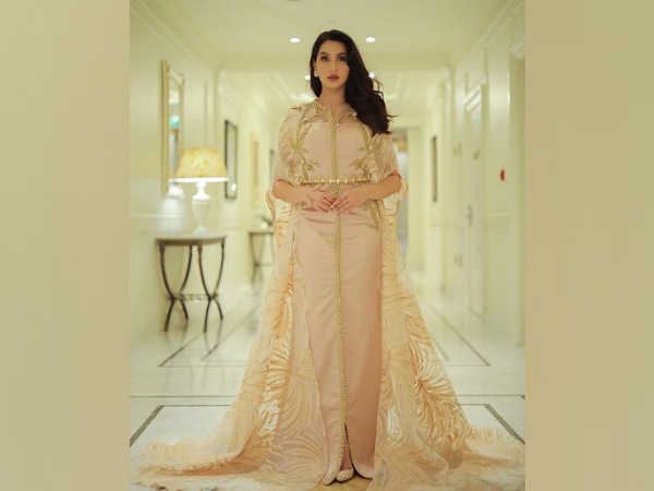 Nora Fatehi’s Pastel And Golden Dress