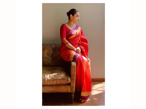Vidya Balan In A Red Printed Saree