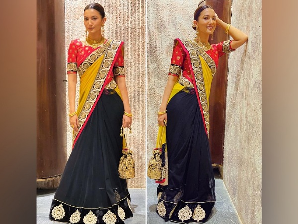 Gauahar Khan In A Three-Toned Saree