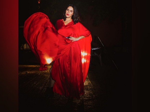 Neha Dhupia Stuns In A Red Maxi Dress