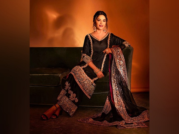Madhuri Dixit Nene In A Black Kurta Set