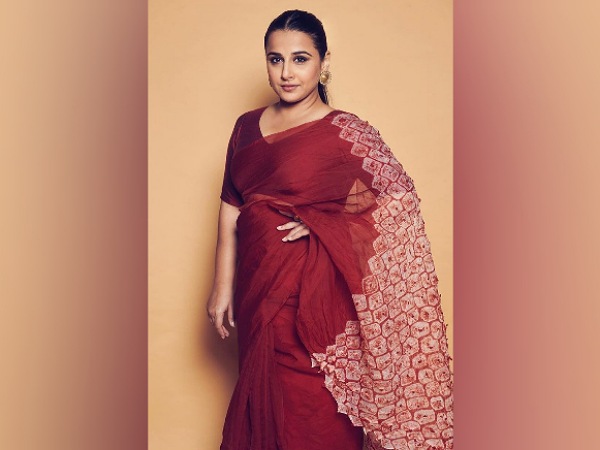 Vidya Balan In A Printed Red Saree