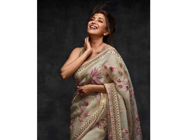 Madhuri Dixit Nene’s Coconut Organza Sari Set