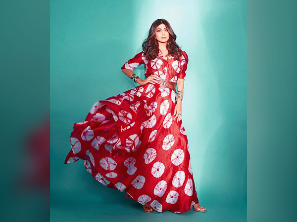 Shilpa Shetty In A Red Printed Dress