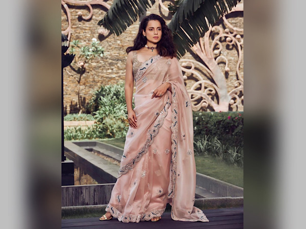 Kangana Ranaut In A Pretty Peach Saree