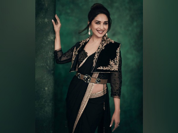 Madhuri Dixit In A Black Georgette Saree