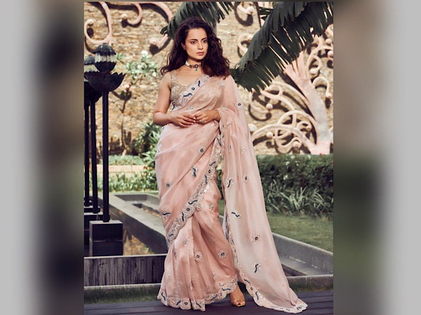 Kangana Ranaut In A Pretty Peach Saree