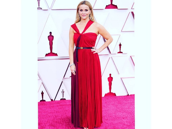 Reese Witherspoon In A Red Dress At The Oscars 2021