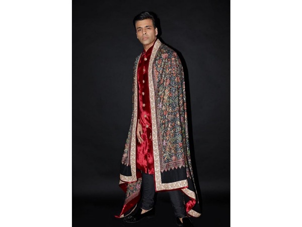 Karan Johar In A Red Sherwani Set