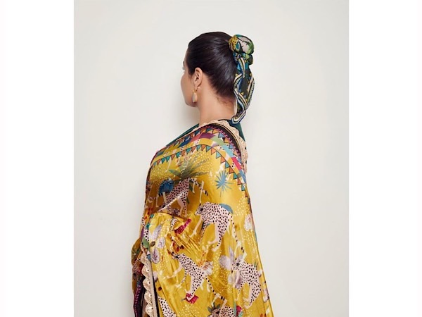 Vidya Balans Hair Bun With A Printed Scarf Vidya Balans Hair Bun With A Printed Scarf