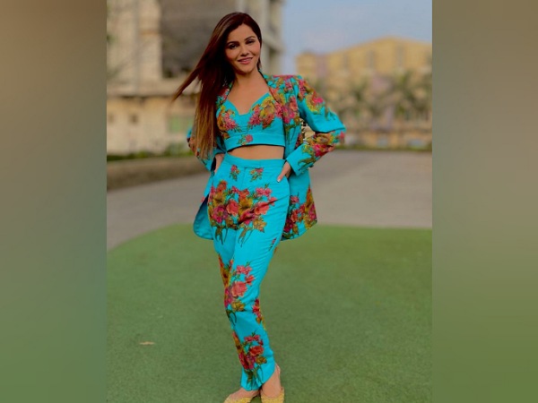 Rubina Dilaik In A Blue Floral Pantsuit